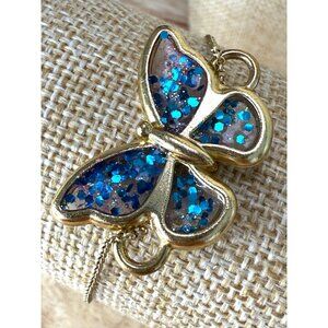 Madewell Gold Butterfly Bracelet With Blue Glitter Detailing & Lobster Clasp - 7